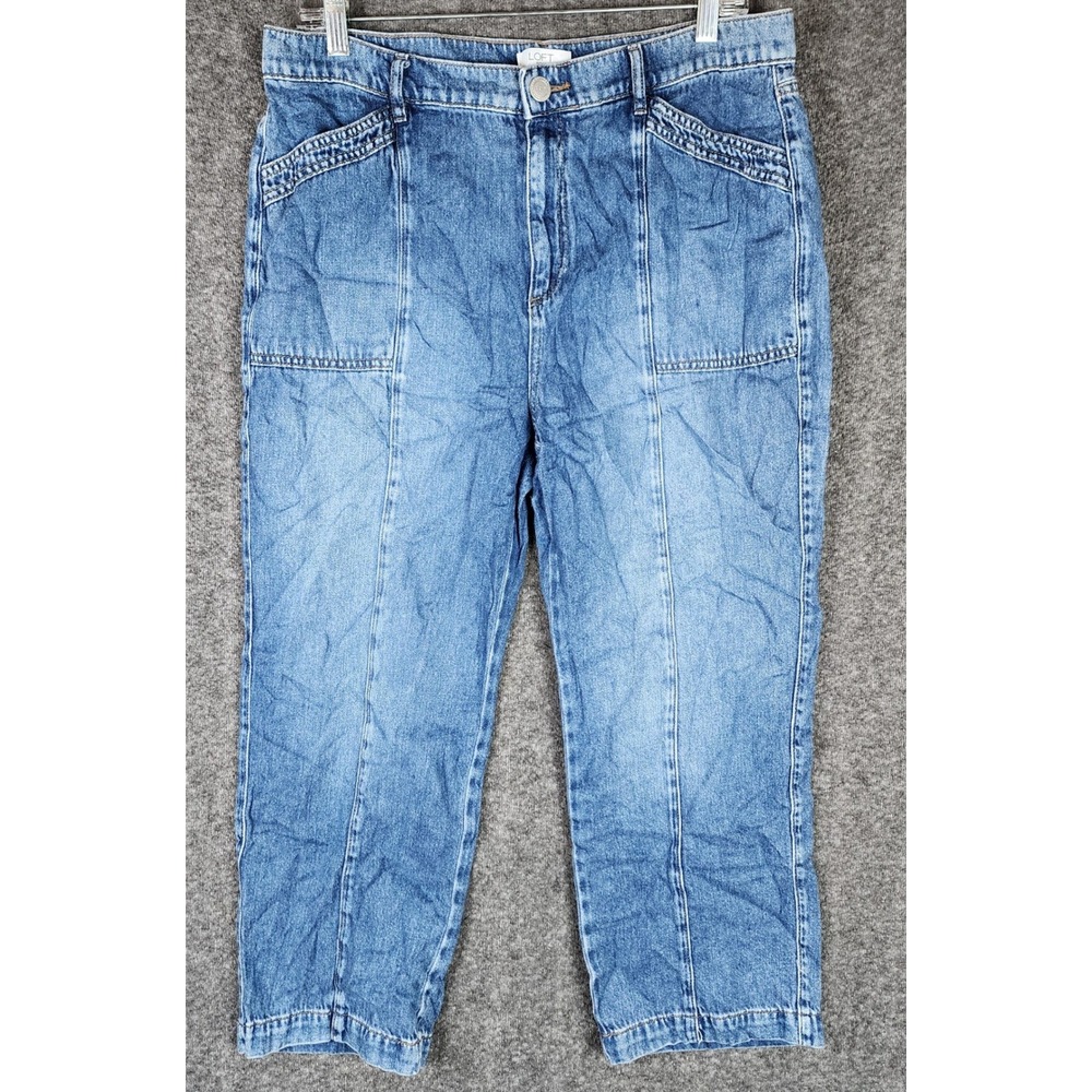Loft Outlet Jeans Womens 12 Petite Straight Leg Blue Seam Detail EUC